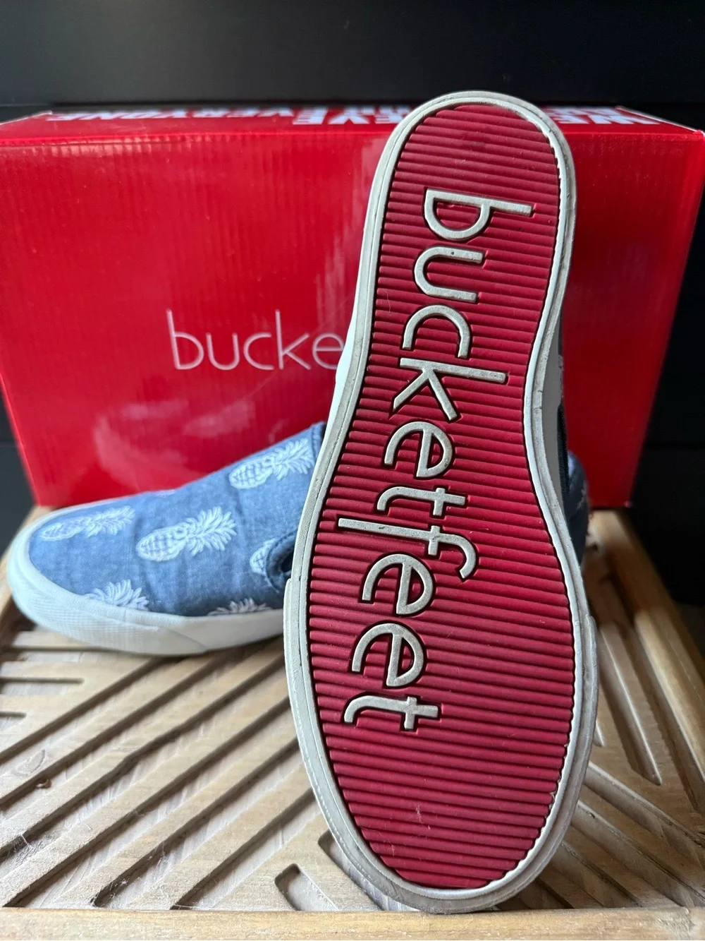 Bucket Feet Blue Pineapple Slip-On Shoes